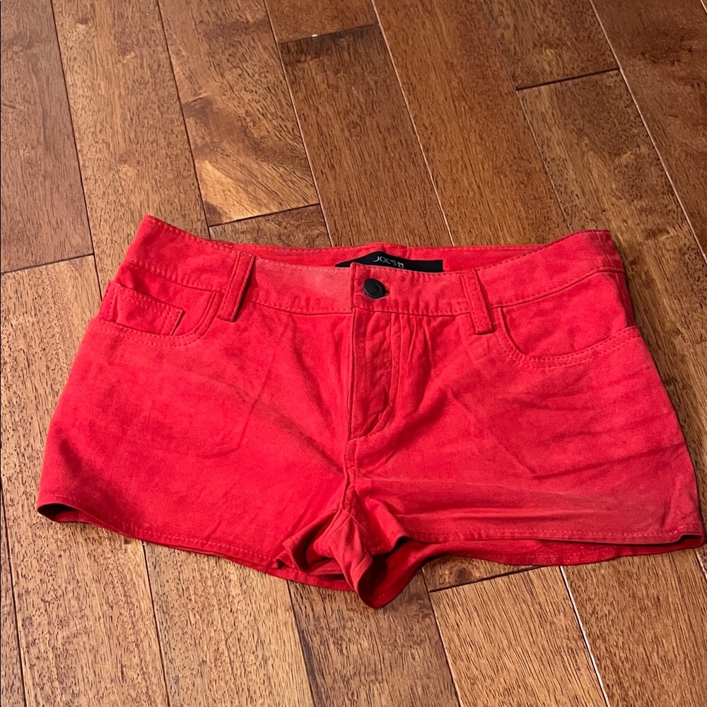 🔥Joe's Jeans Vibrant Red 🔥LEATHER Shorts Suede
